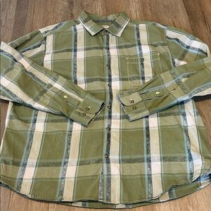 Tommy Bahama Olive and Cream Plaid Button-Down Shirt